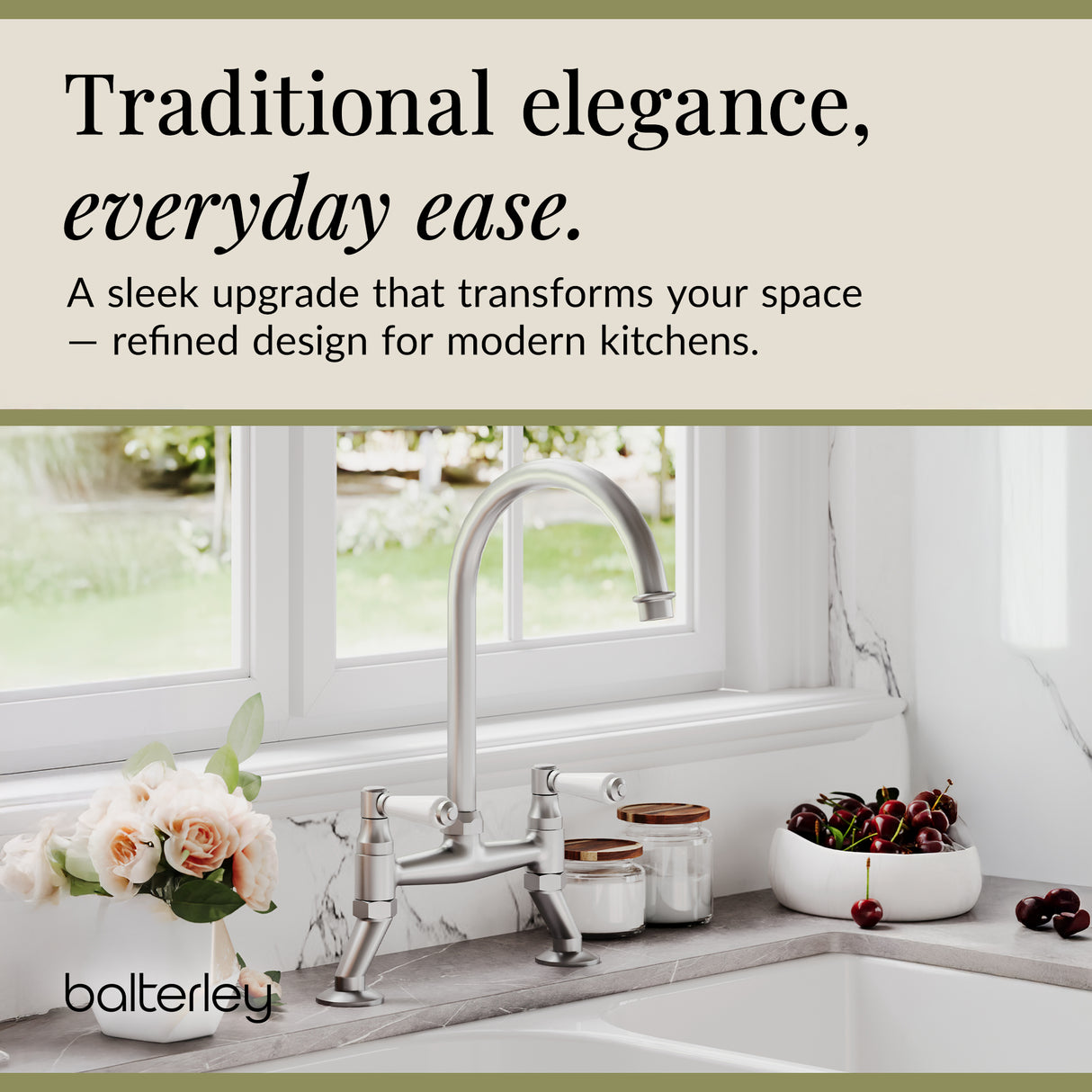 Traditional Bridge Mixer Kitchen Tap - With Multiple Finishes and Handle Options Available