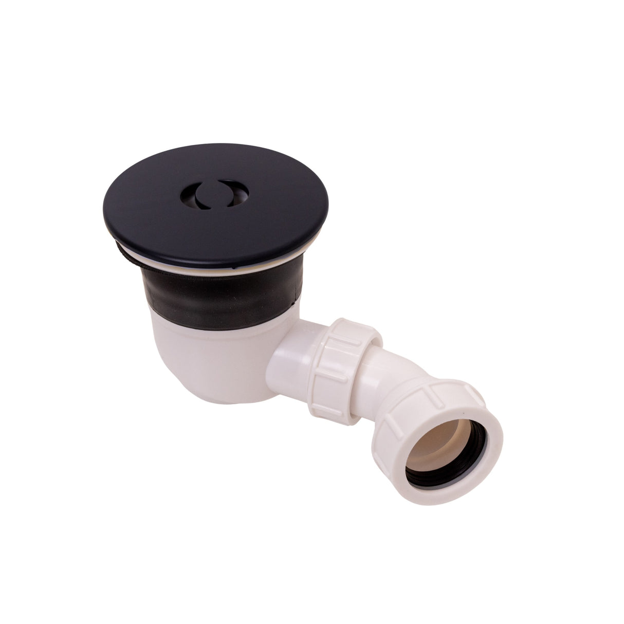 Modern Round Bathroom Shower Tray Waste with Elbow, Top Fix Installation – 125 x 114 x 187 mm, Choice of Colour