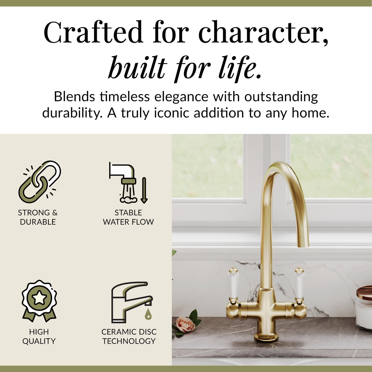 Traditional Mono Mixer Kitchen Tap - Multiple Handle and Finish Options Available