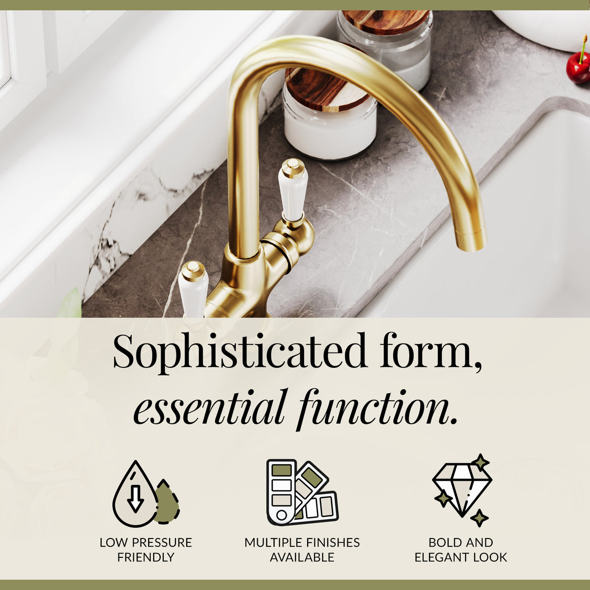 Traditional Mono Mixer Kitchen Tap - Multiple Handle and Finish Options Available