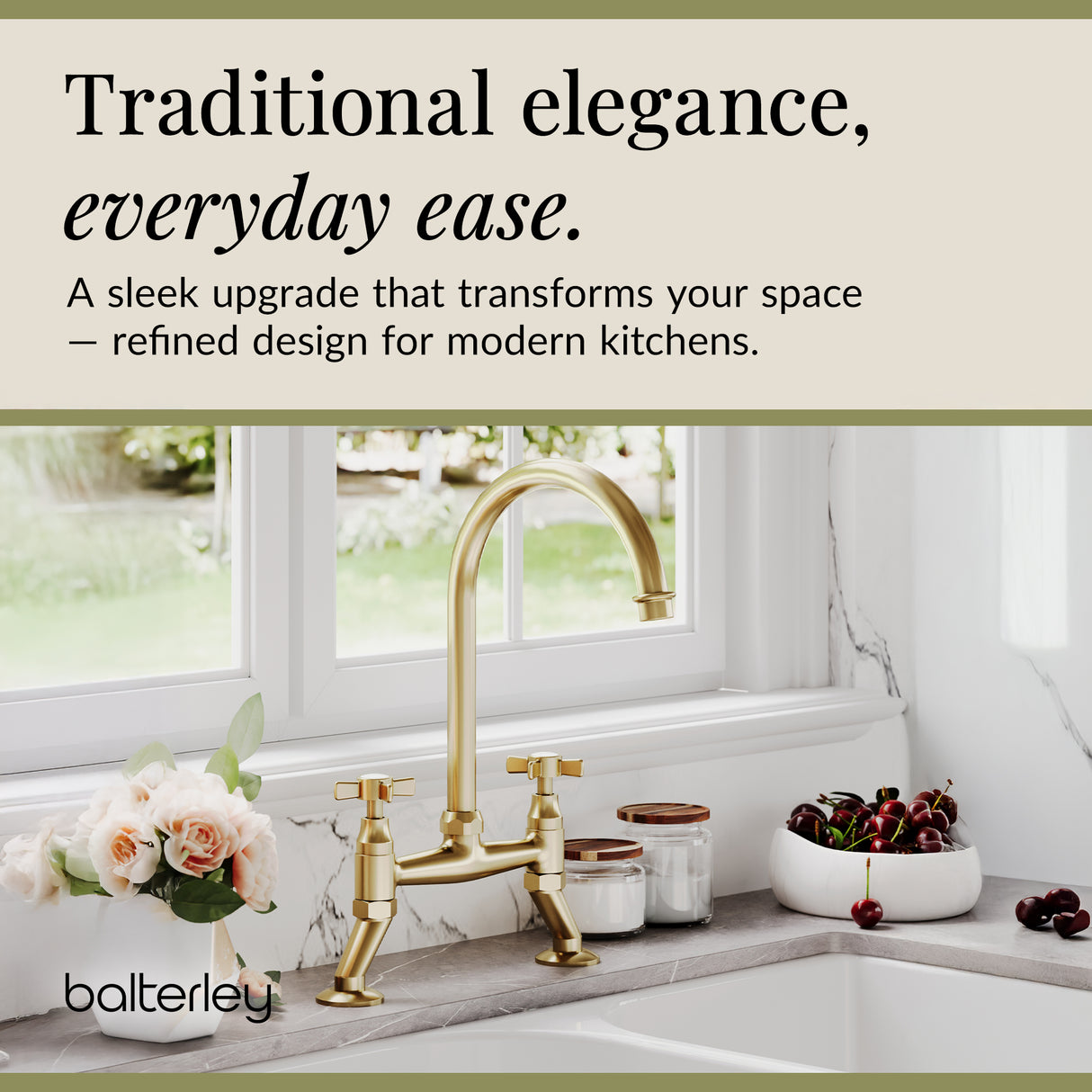 Traditional Bridge Mixer Kitchen Tap - With Multiple Finishes and Handle Options Available
