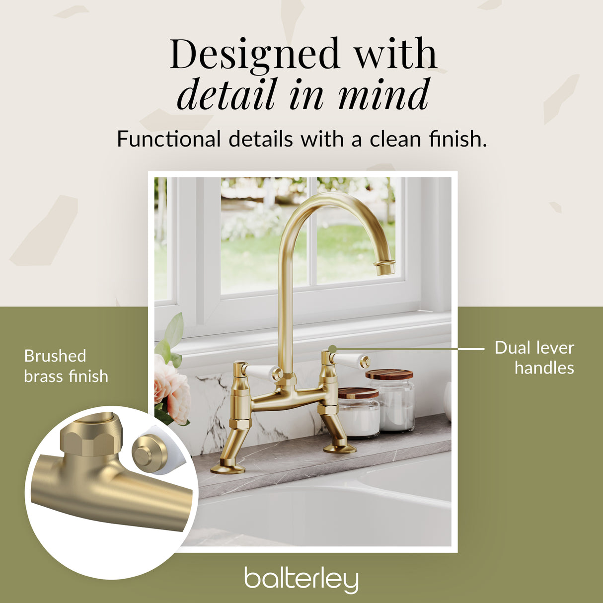 Traditional Bridge Mixer Kitchen Tap - With Multiple Finishes and Handle Options Available
