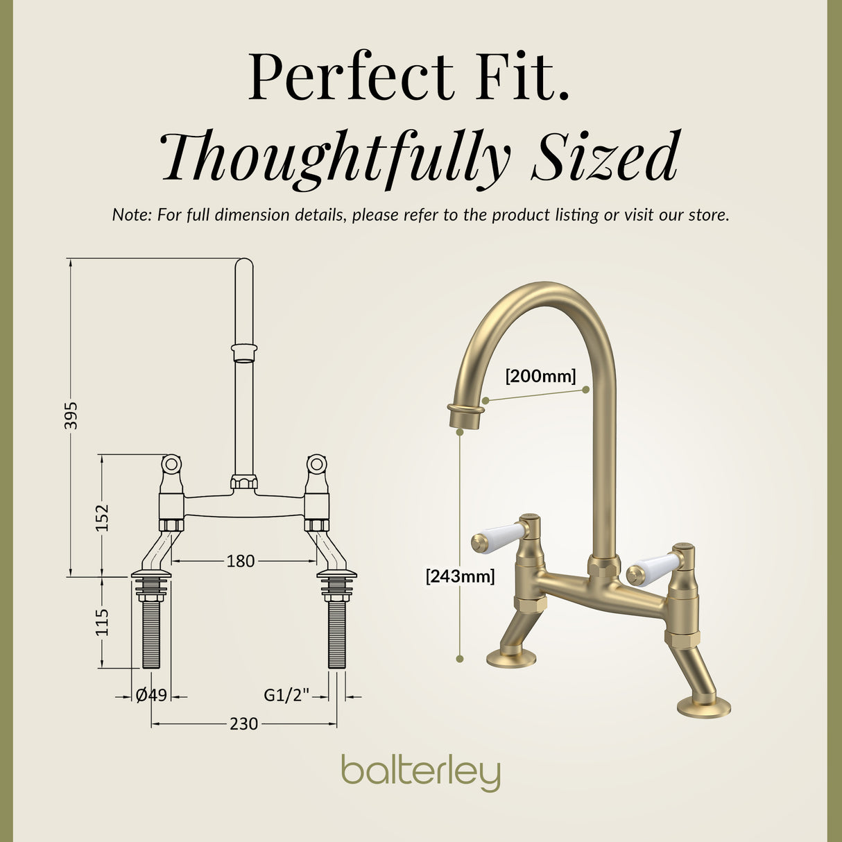 Traditional Bridge Mixer Kitchen Tap - With Multiple Finishes and Handle Options Available