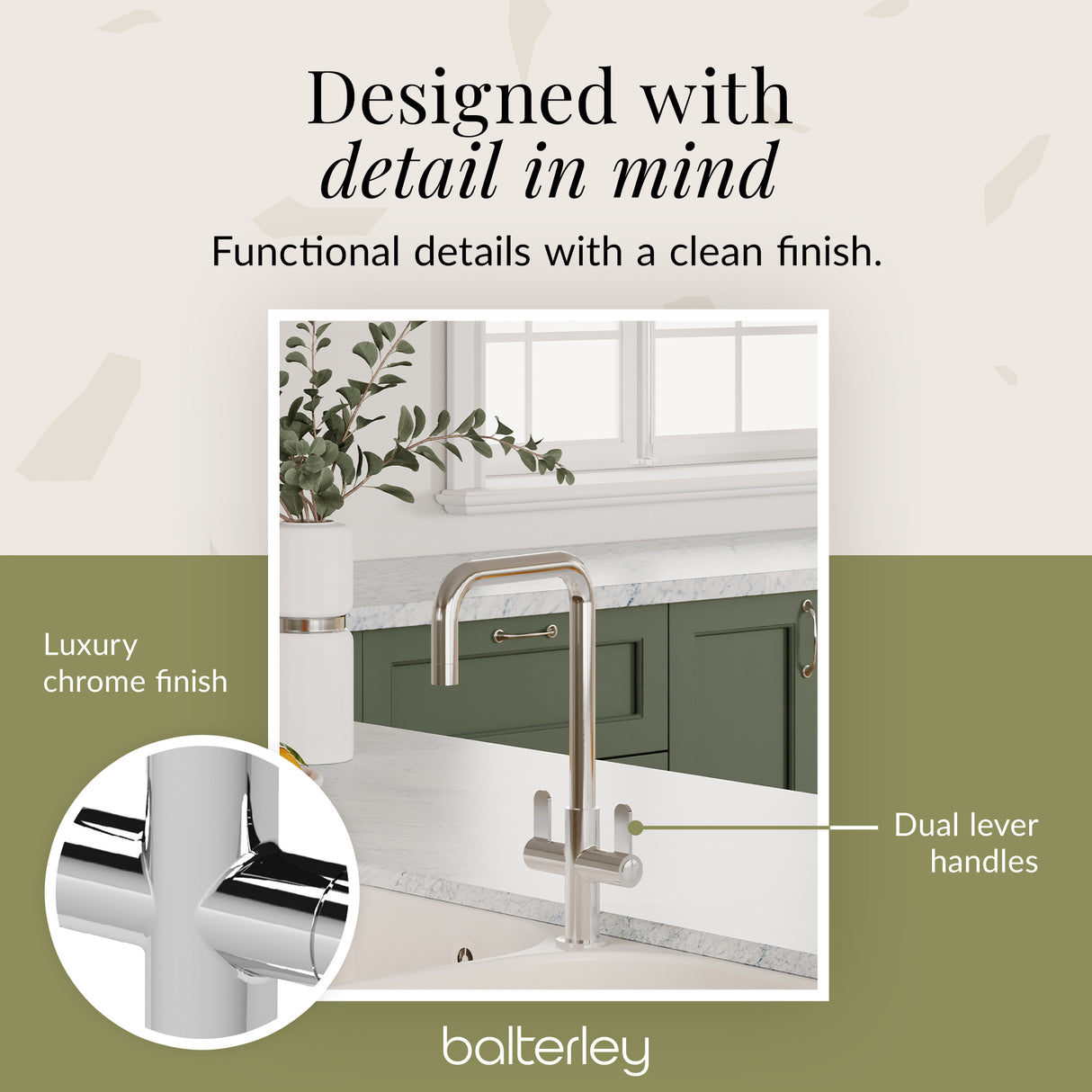 Kuma Kitchen Mono Mixer Tap - Multiple Handles and Finishes Available