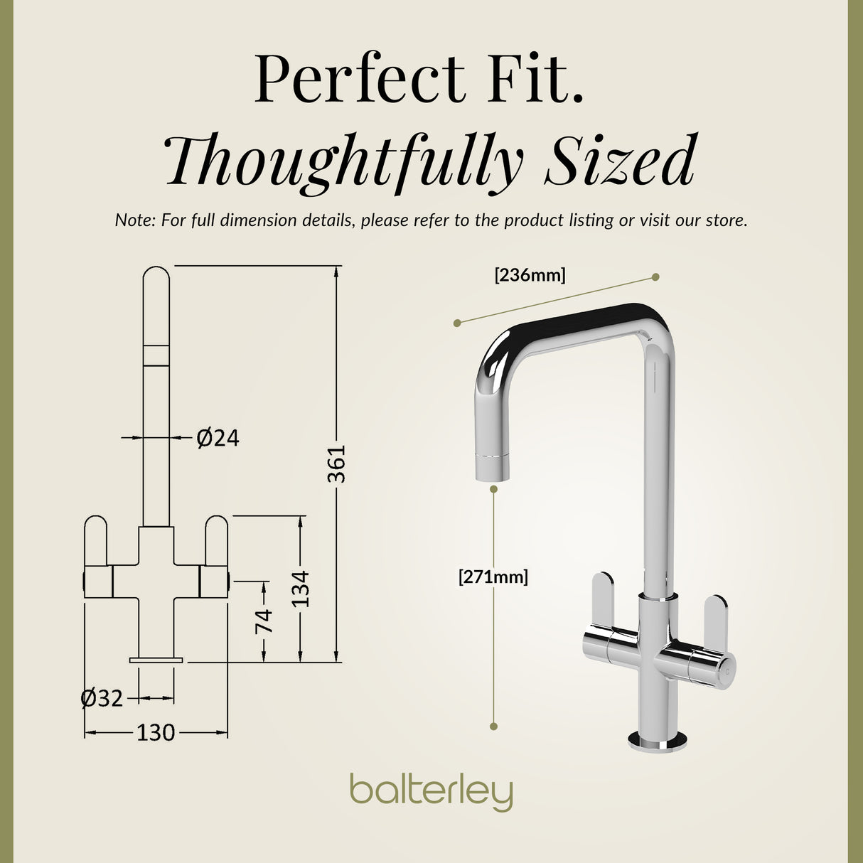 Kuma Kitchen Mono Mixer Tap - Multiple Handles and Finishes Available