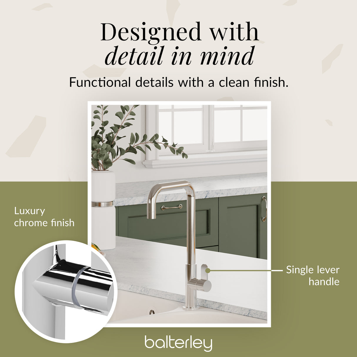 Kuma Kitchen Mono Mixer Tap - Multiple Handles and Finishes Available