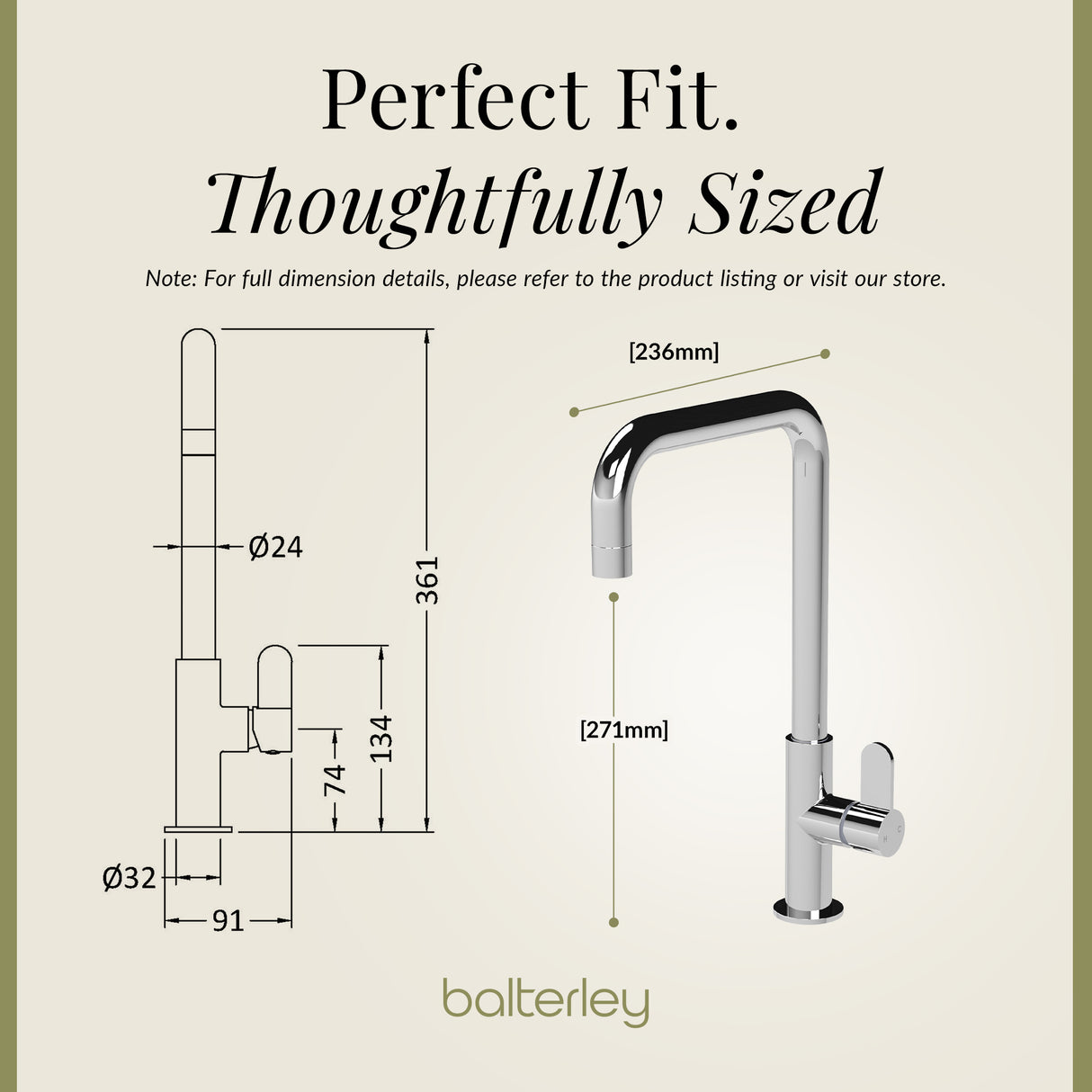 Kuma Kitchen Mono Mixer Tap - Multiple Handles and Finishes Available