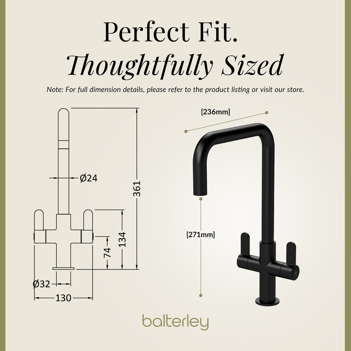 Kuma Kitchen Mono Mixer Tap - Multiple Handles and Finishes Available