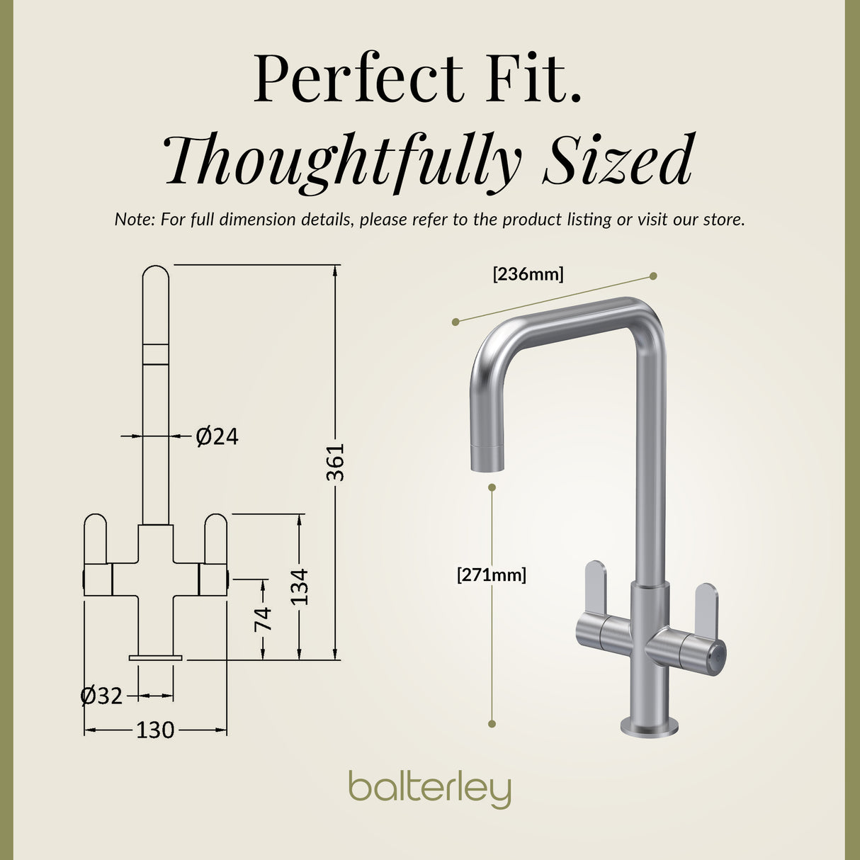 Kuma Kitchen Mono Mixer Tap - Multiple Handles and Finishes Available