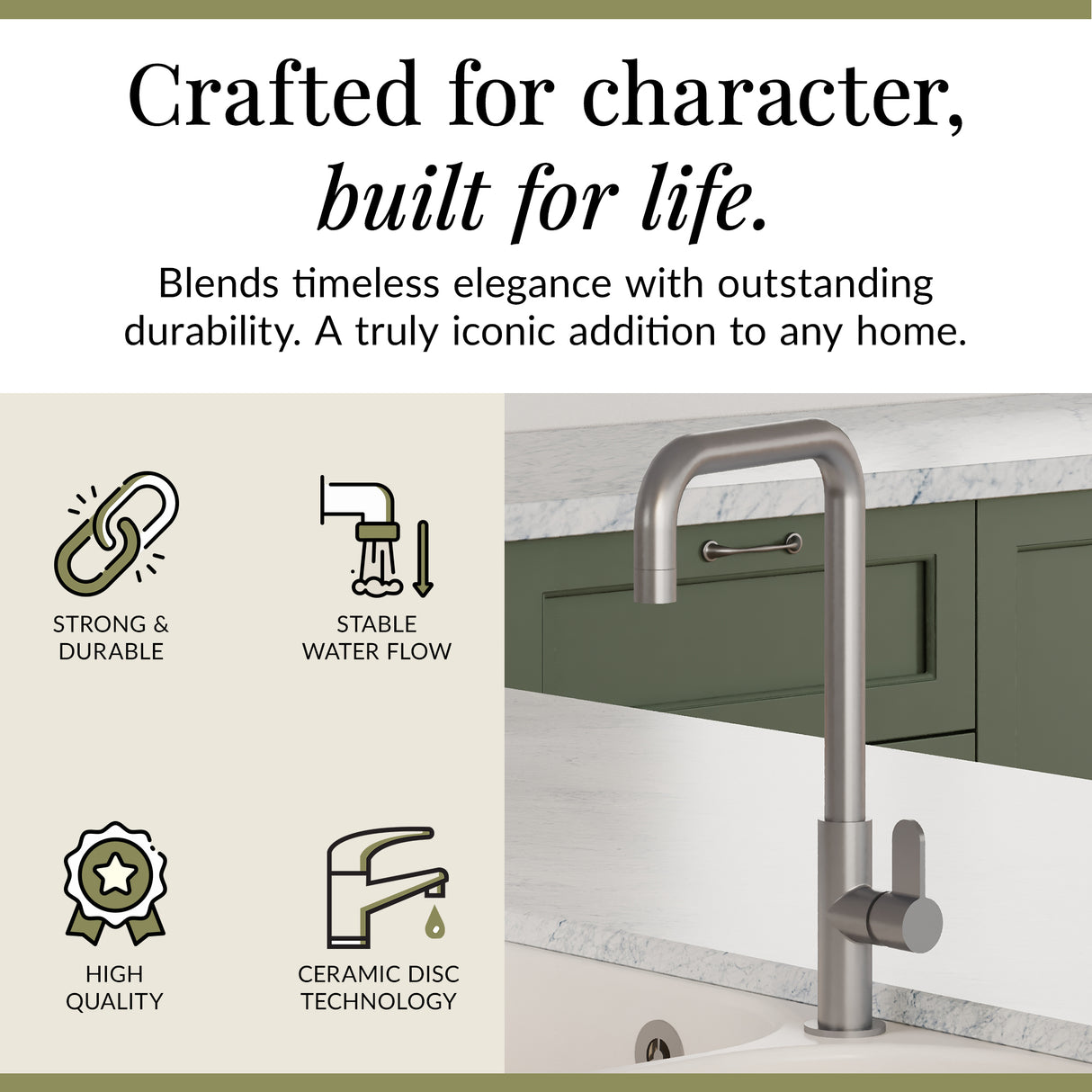 Kuma Kitchen Mono Mixer Tap - Multiple Handles and Finishes Available