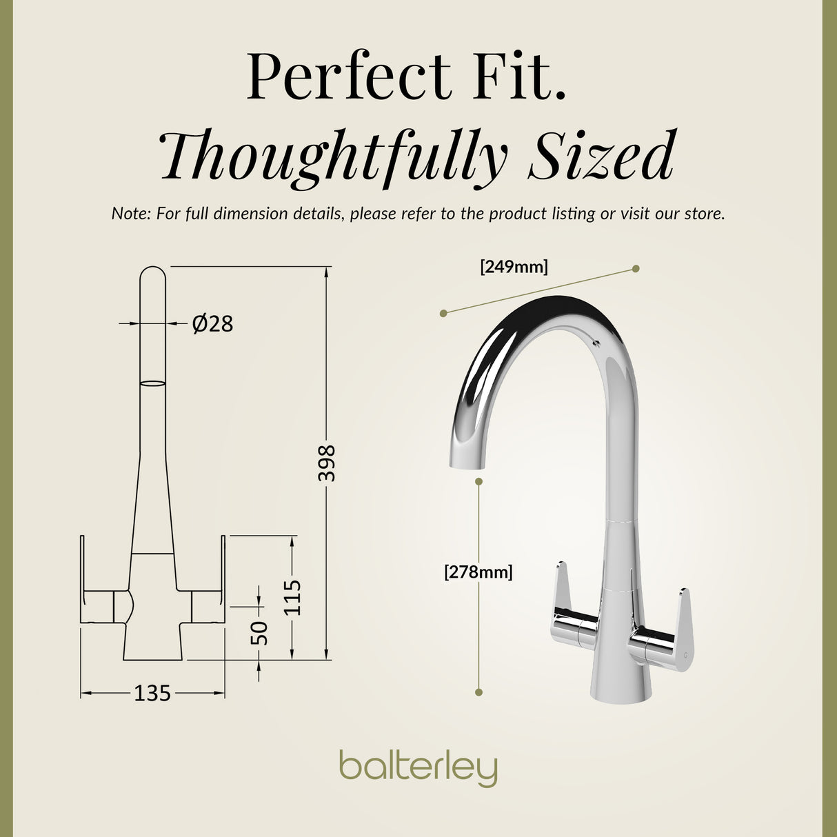 Kitchen Mono Mixer Tap - Multiple Finishes and Handle Options Available
