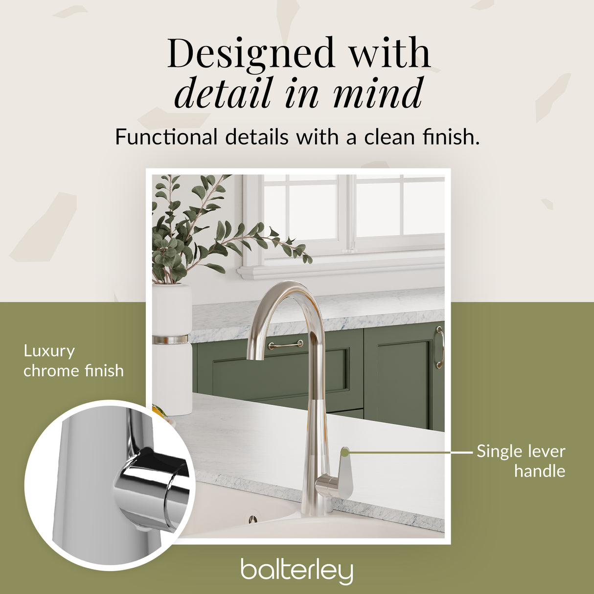 Kitchen Mono Mixer Tap - Multiple Finishes and Handle Options Available