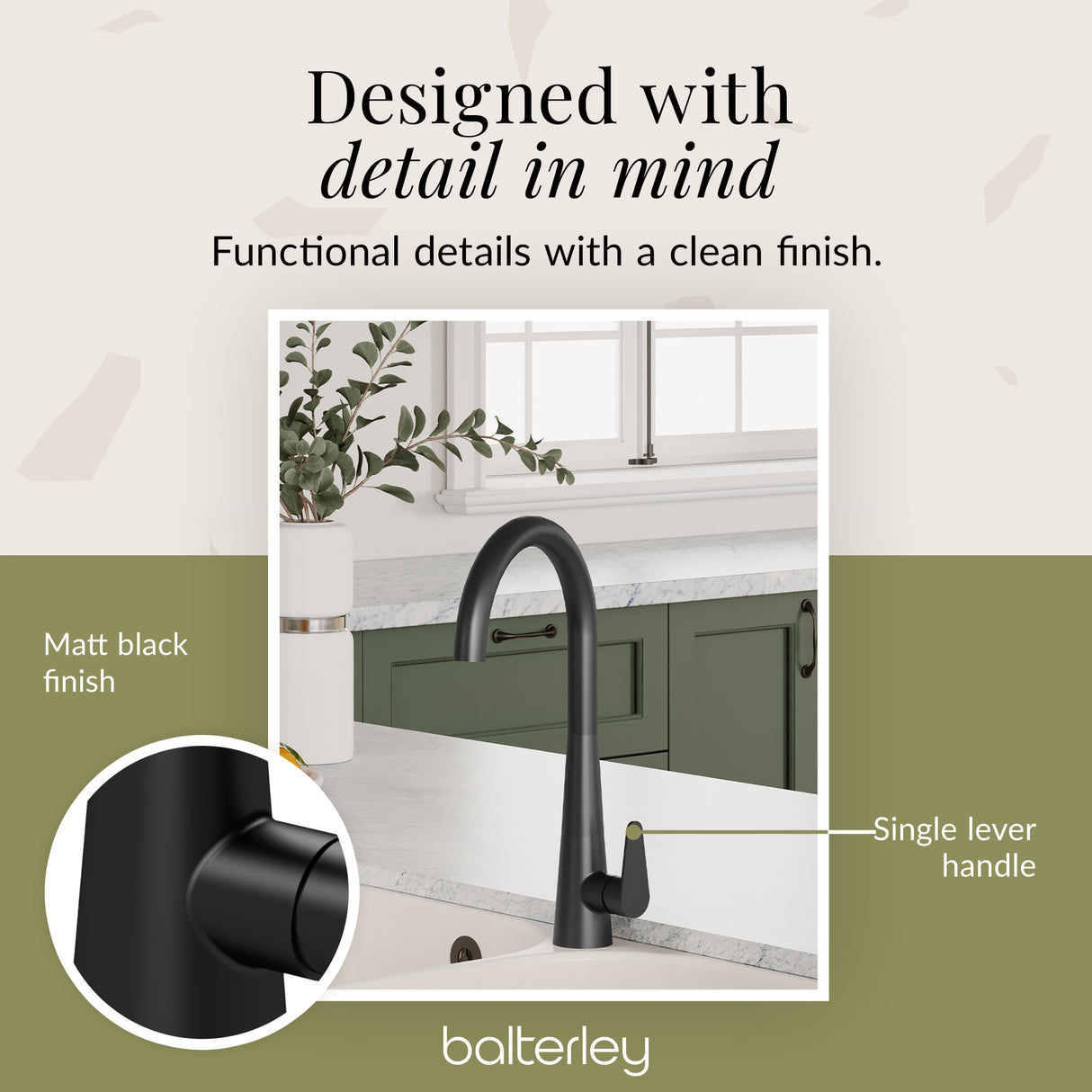 Kitchen Mono Mixer Tap - Multiple Finishes and Handle Options Available