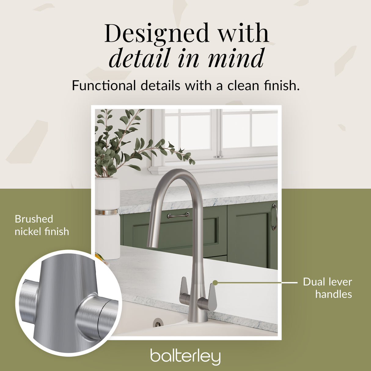 Kitchen Mono Mixer Tap - Multiple Finishes and Handle Options Available