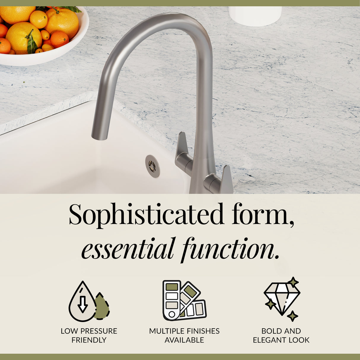 Kitchen Mono Mixer Tap - Multiple Finishes and Handle Options Available