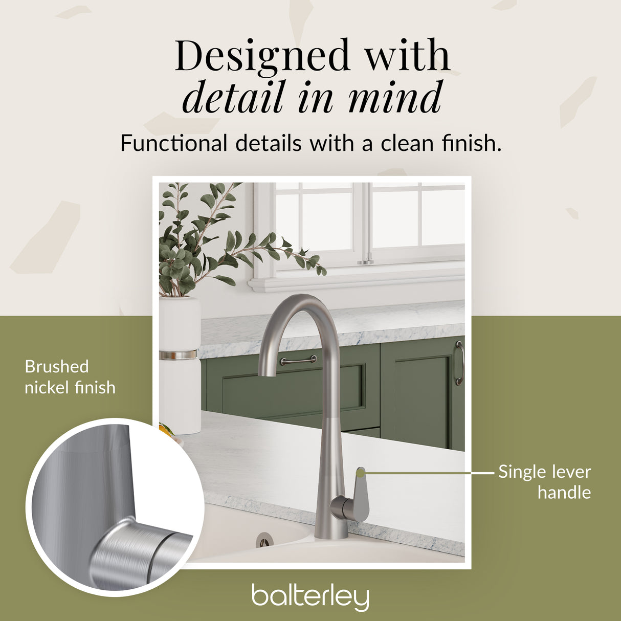 Kitchen Mono Mixer Tap - Multiple Finishes and Handle Options Available