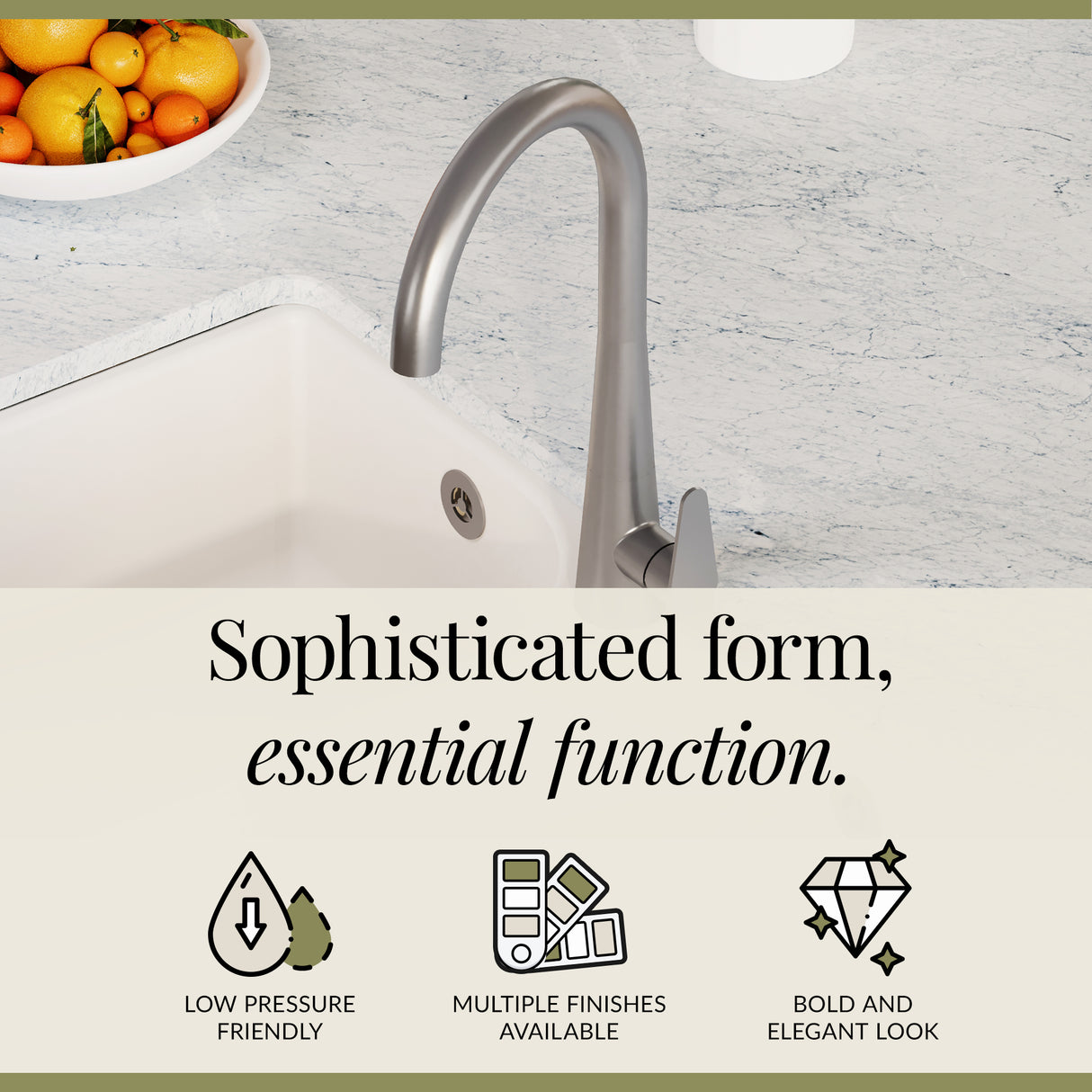Kitchen Mono Mixer Tap - Multiple Finishes and Handle Options Available