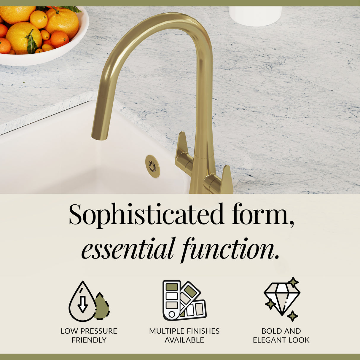 Kitchen Mono Mixer Tap - Multiple Finishes and Handle Options Available