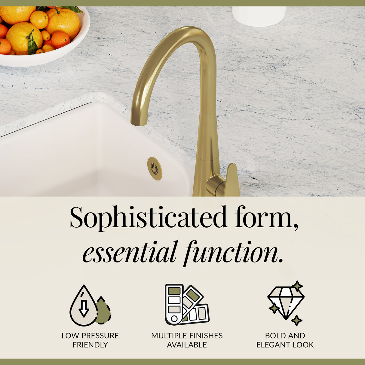 Kitchen Mono Mixer Tap - Multiple Finishes and Handle Options Available