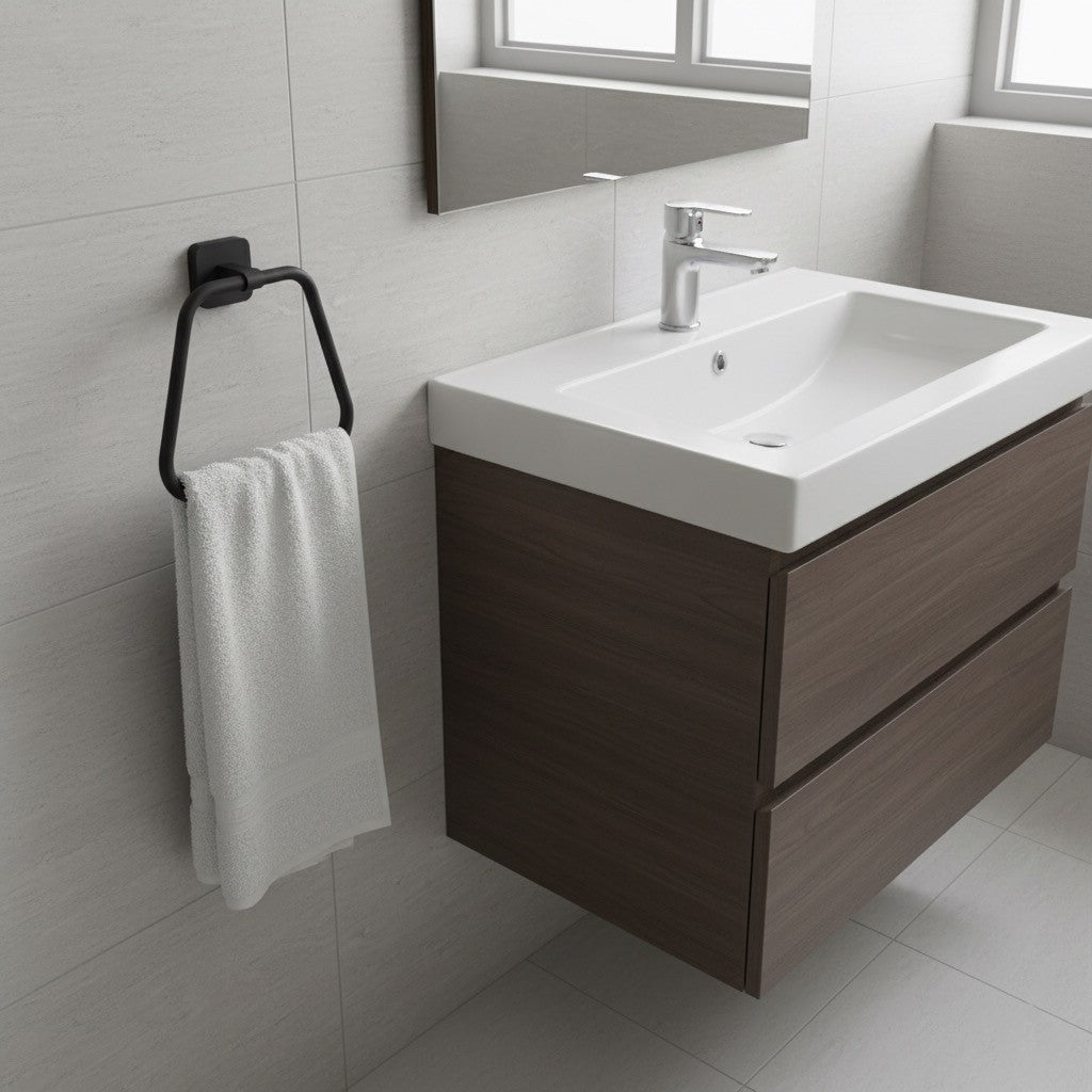 Contemporary Wall Mounted Bathroom Towel Ring - Choice of Finish