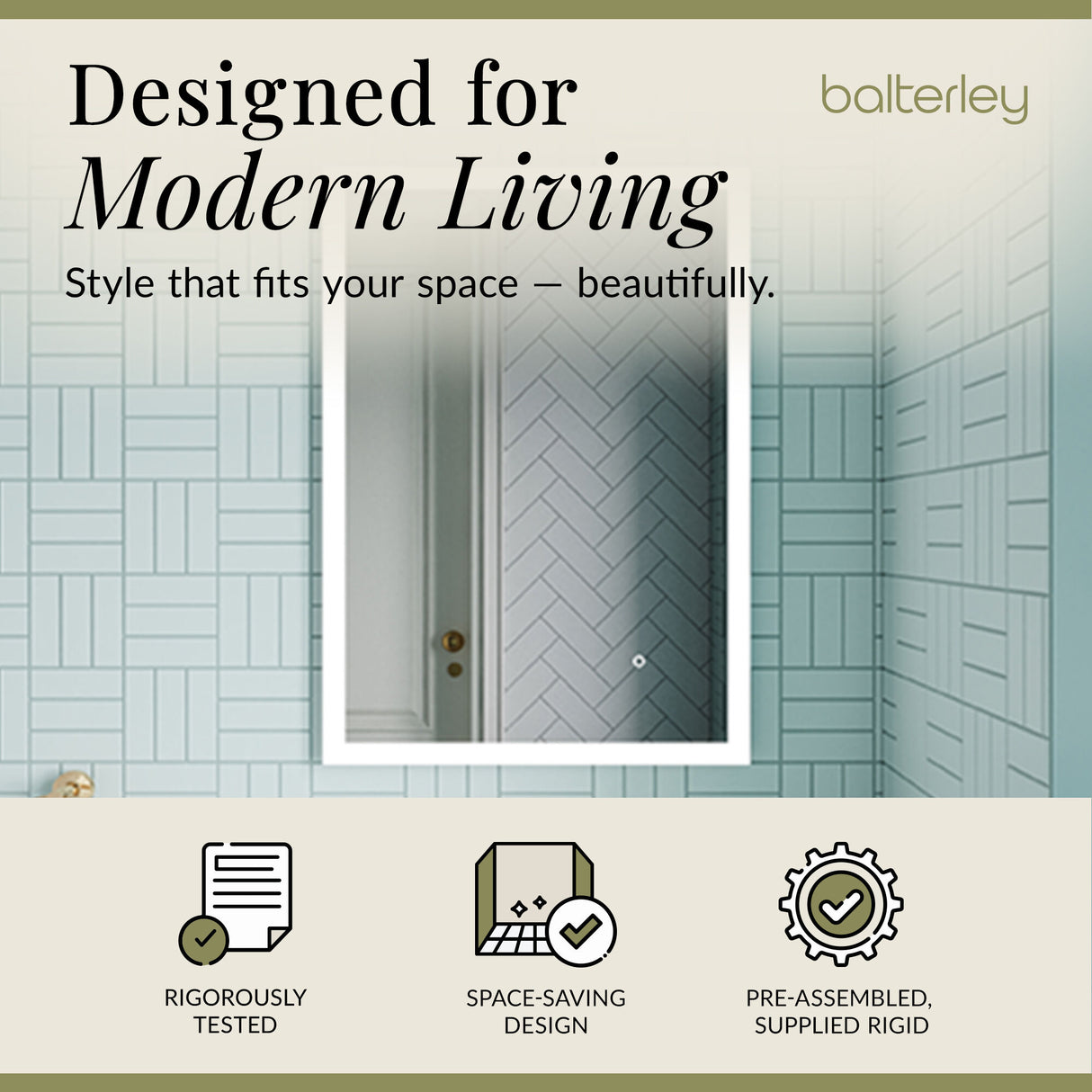 Rectangular LED Illuminated Touch Sensor Minimalist Mirror with Demister, 700mm x 500mm