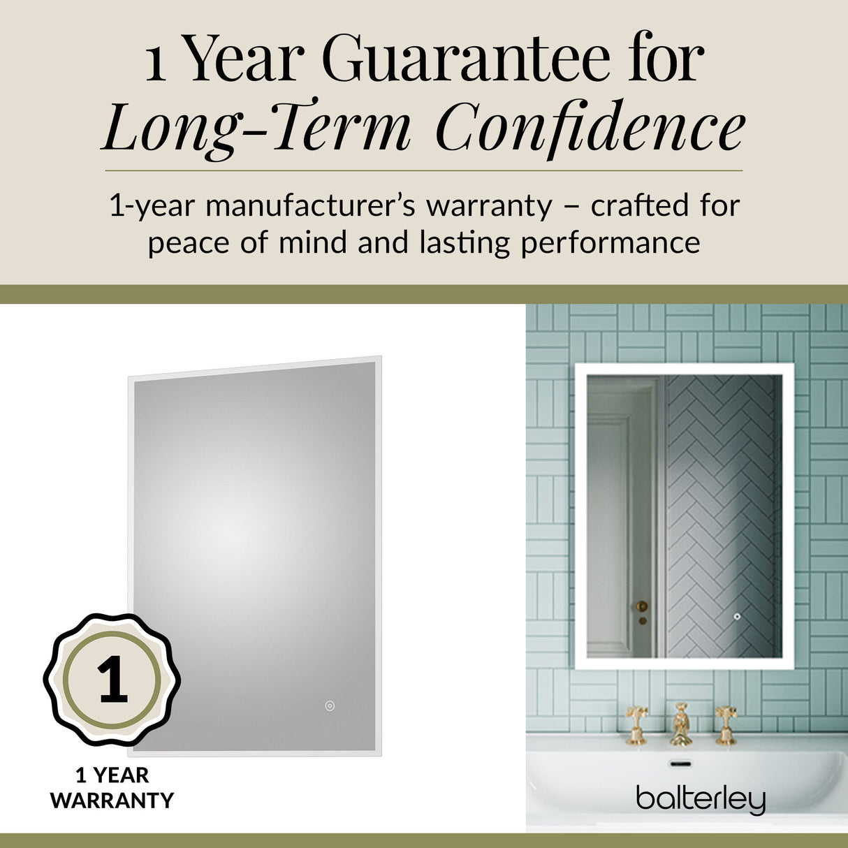 Rectangular LED Illuminated Touch Sensor Minimalist Mirror with Demister, 700mm x 500mm