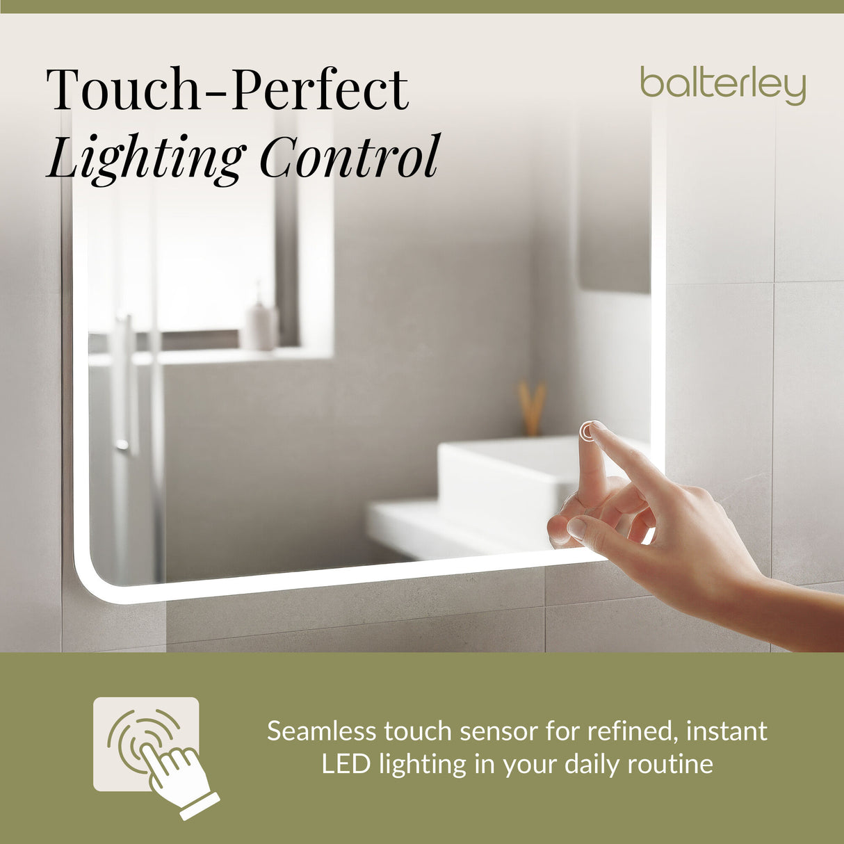 Soft Square LED Illuminated Touch Sensor Mirror with Demister, 700mm x 500mm