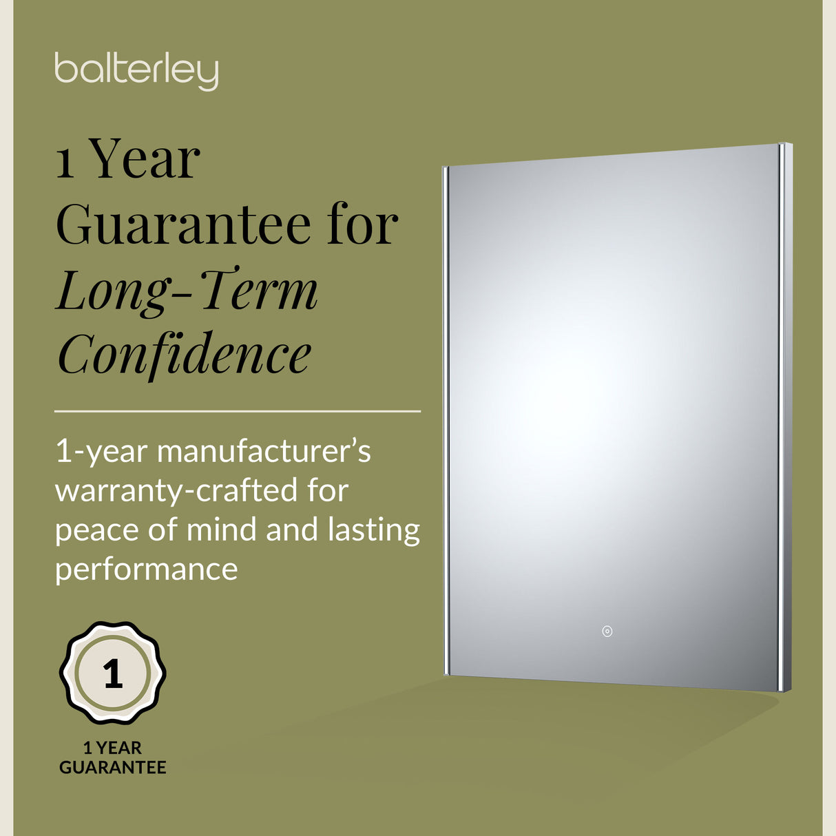 Rectangular LED Ambient Illuminated Touch Sensor Mirror with Demister, 800mm x 600mm