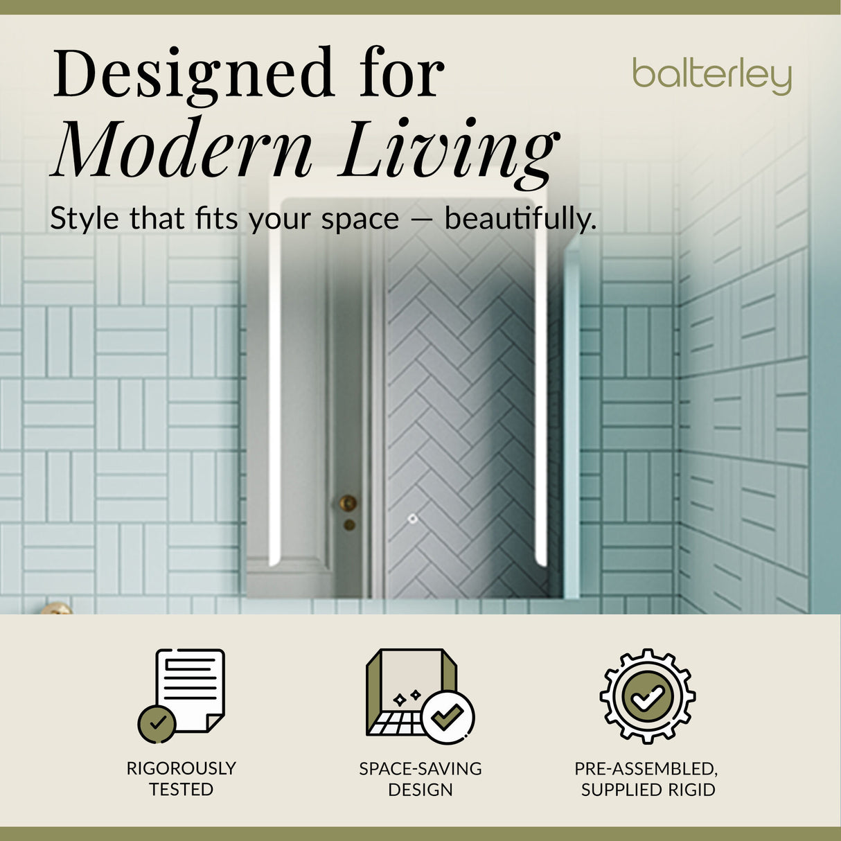 Rectangular LED Illuminated Touch Sensor Mirror with Demister, 700mm x 500mm