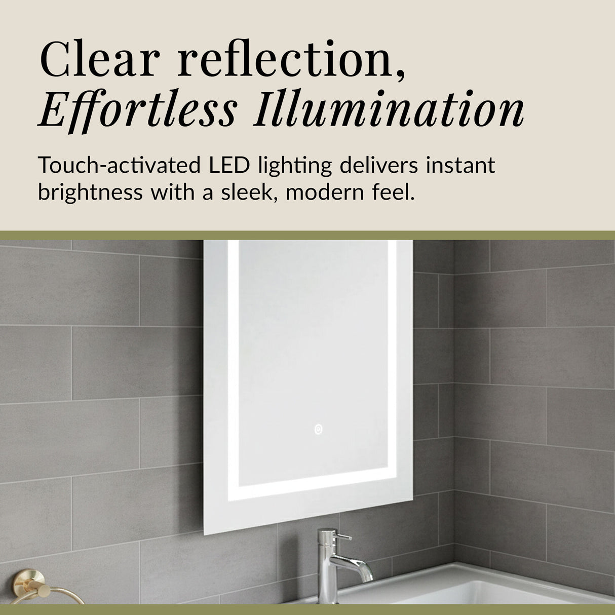 Rectangular LED Framed Illuminated Touch Sensor Mirror with Demister, 700mm x 500mm