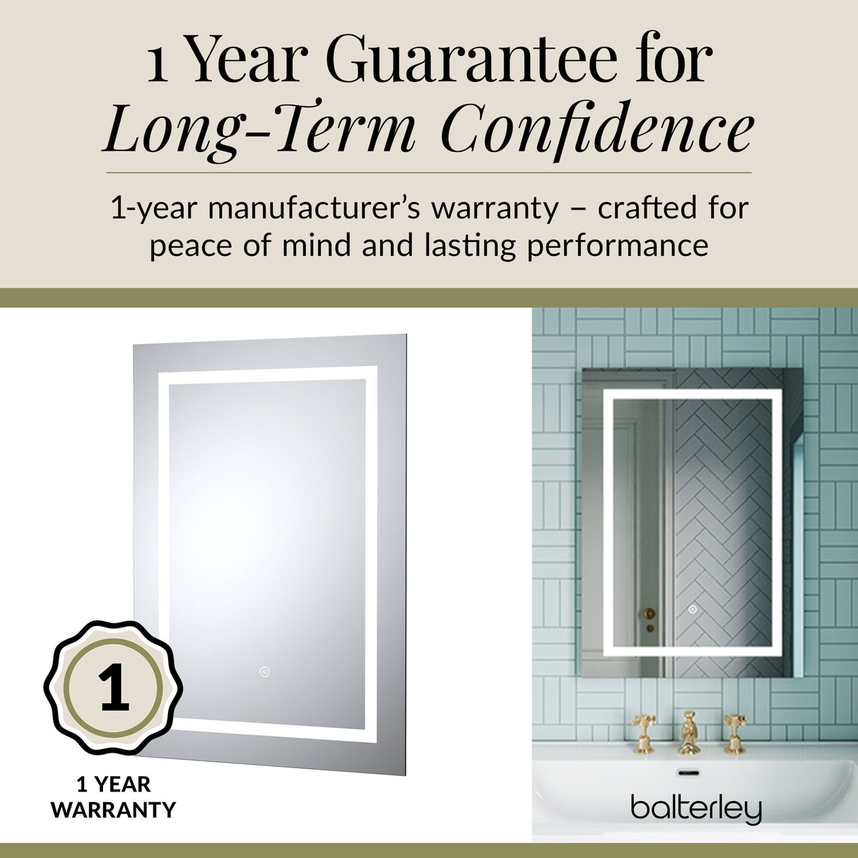 Rectangular LED Framed Illuminated Touch Sensor Mirror with Demister, 700mm x 500mm