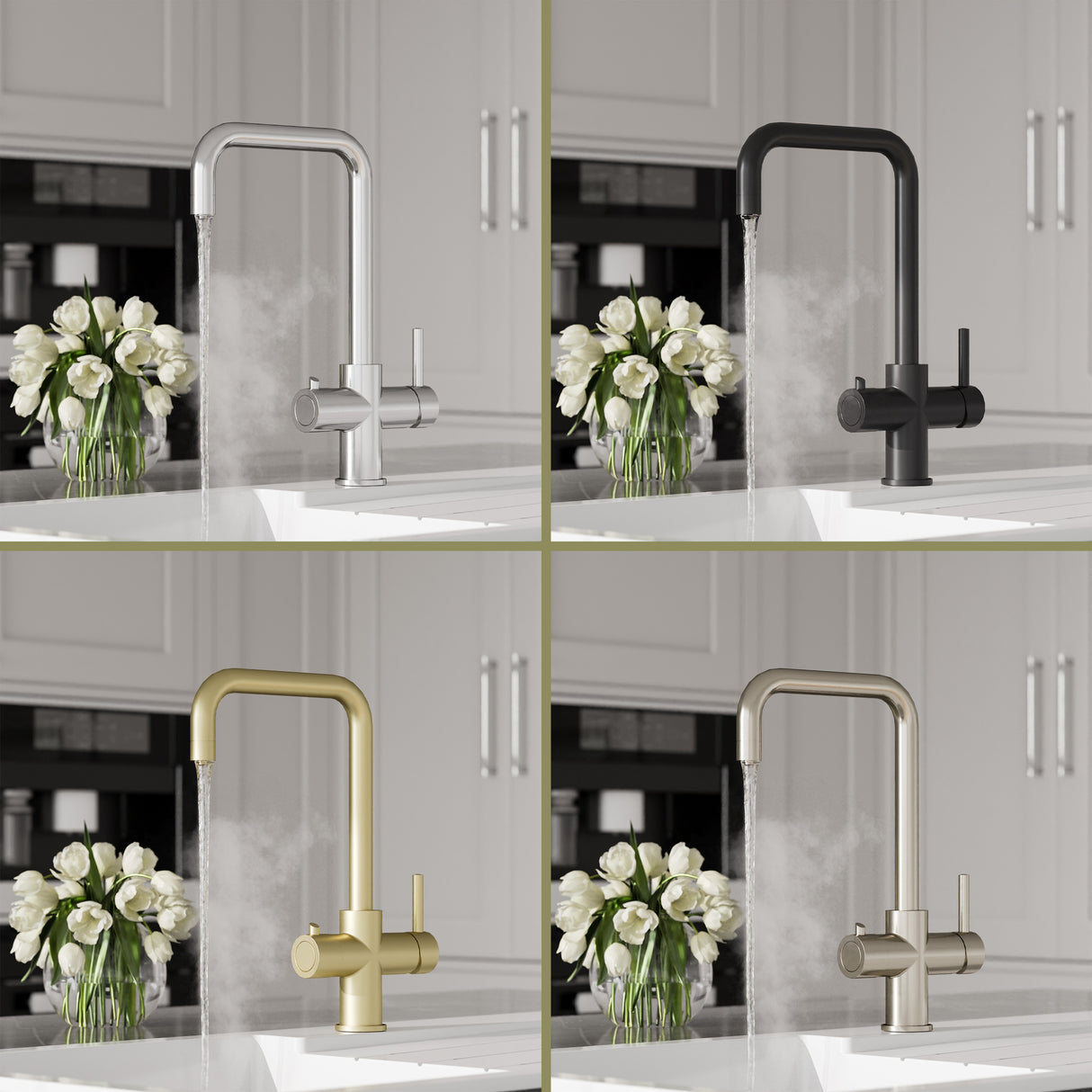 3 in 1 Boiling Water Tap Kit - Instant Hot Water Tap with Dual Lever Handles,Tank and Filter in a range of finishes