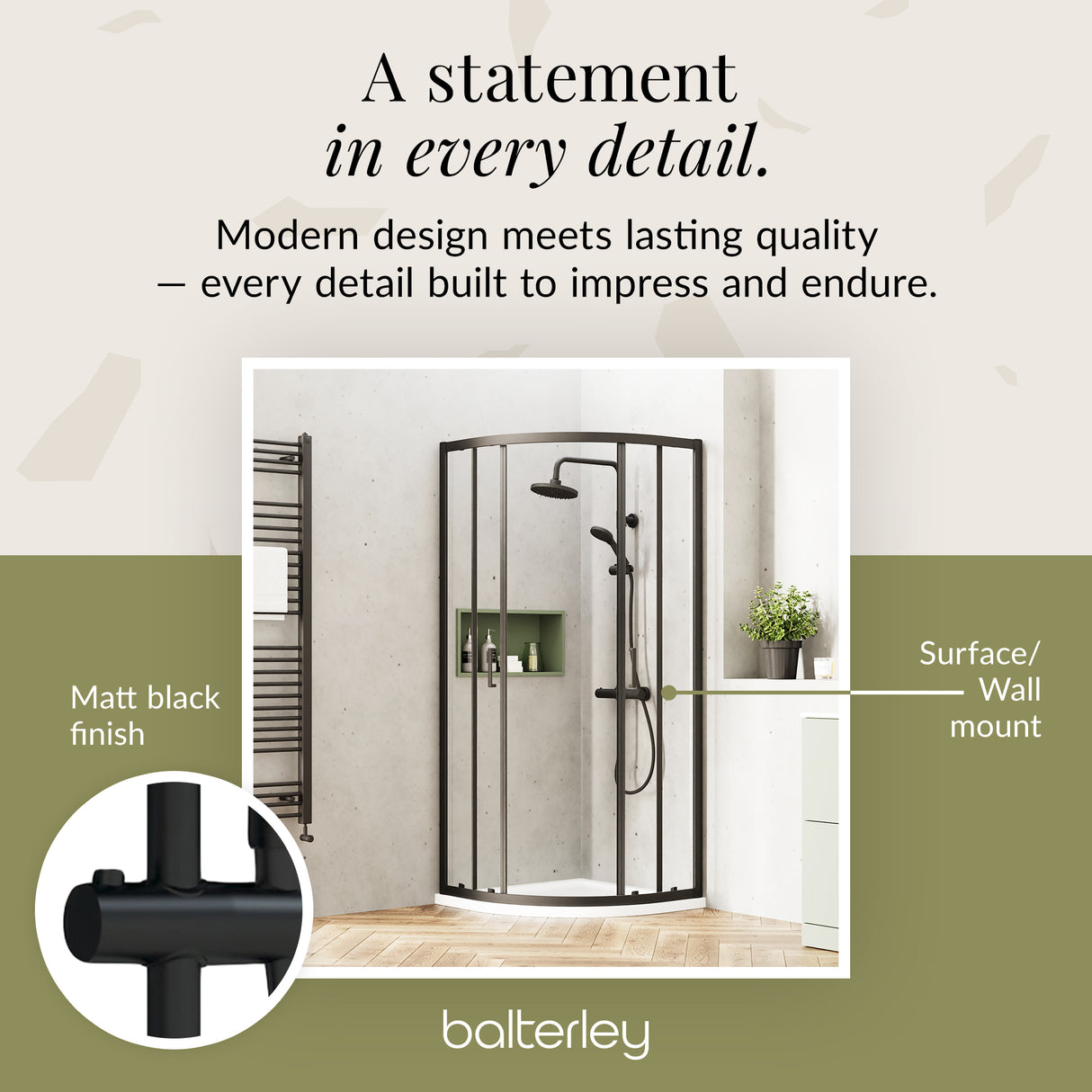 Round Thermostatic Shower Kit with Fixed Head & Adjustable Handset - Multiple Colours Available