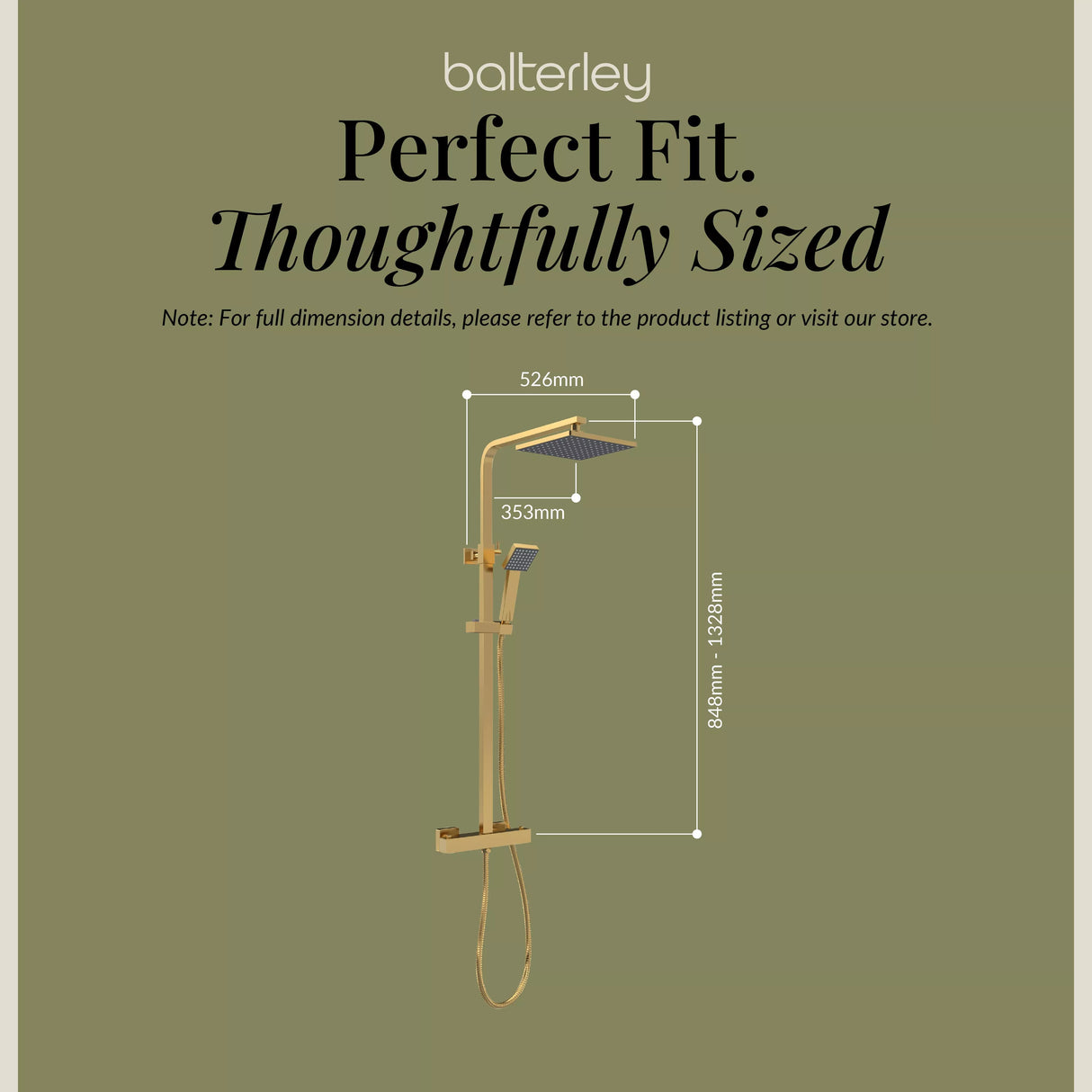 Square Thermostatic Shower Kit with Fixed Head & Adjustable Handset - Multiple Colours Available
