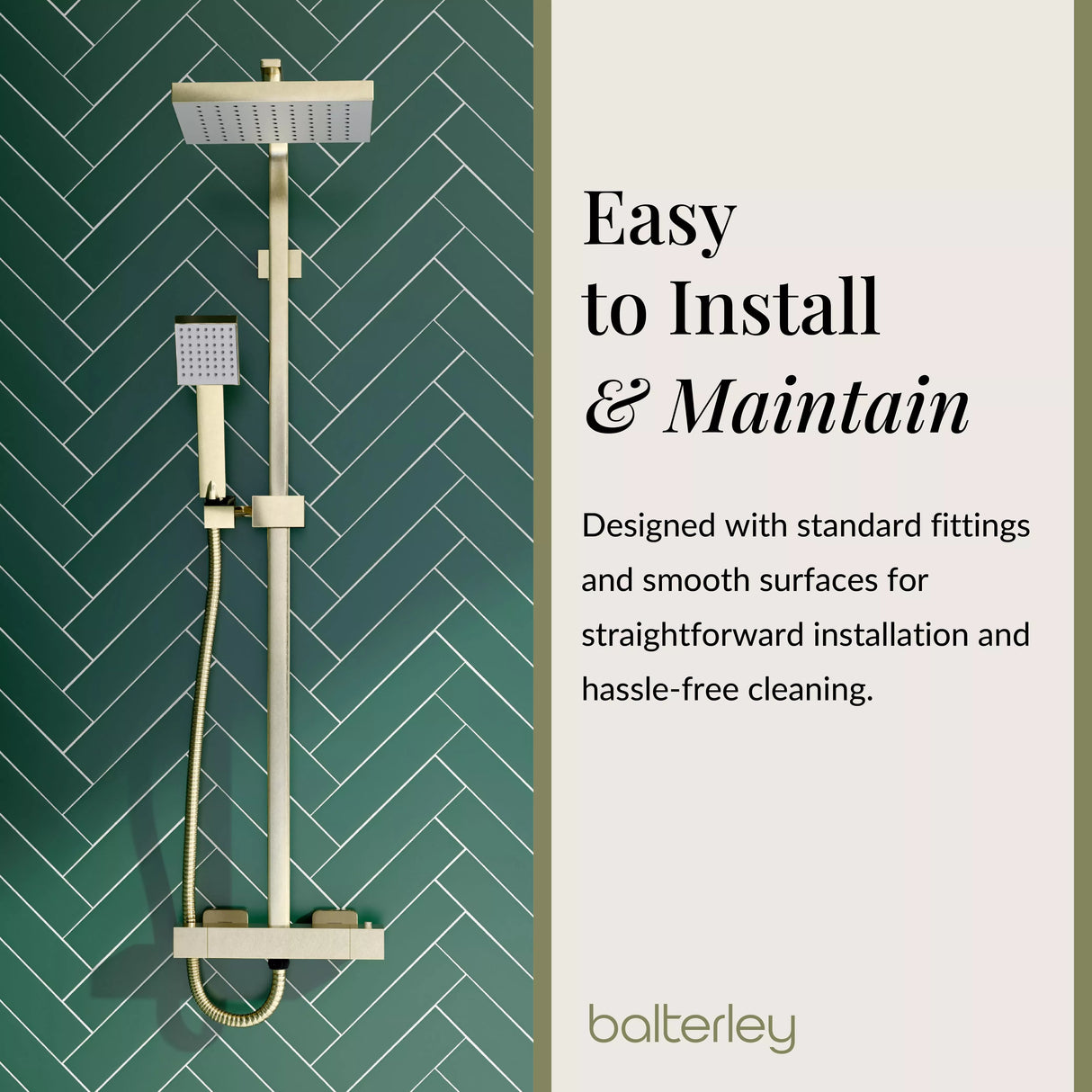 Square Thermostatic Shower Kit with Fixed Head & Adjustable Handset - Multiple Colours Available