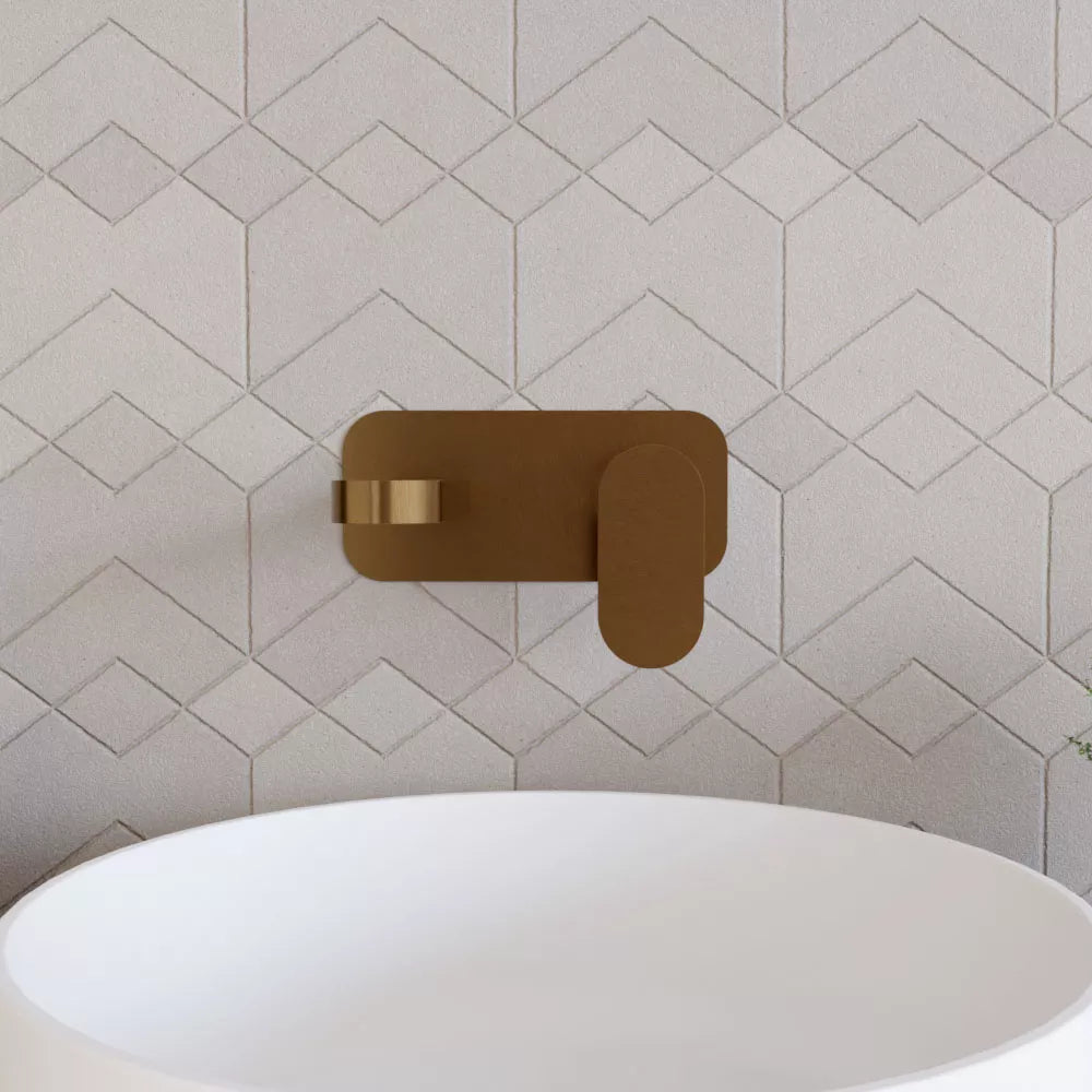 Round Wall Mount 2 Tap Hole Basin Mixer Tap & Back Plate - Choice of Finish