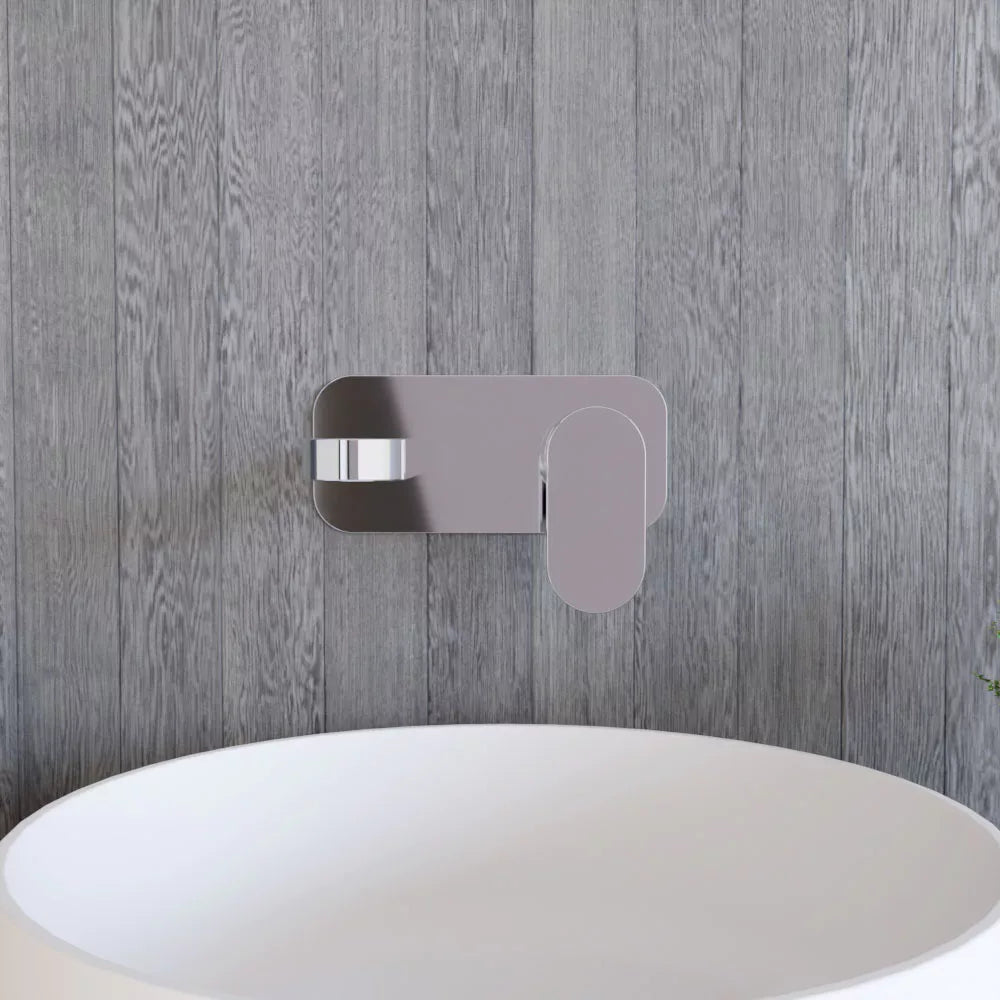 Round Wall Mount 2 Tap Hole Basin Mixer Tap & Back Plate - Choice of Finish