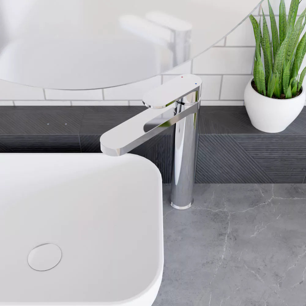 Round High Rise Mono Basin Mixer Tap - Choice of Finish