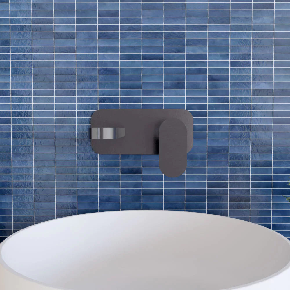 Round Wall Mount 2 Tap Hole Basin Mixer Tap & Back Plate - Choice of Finish