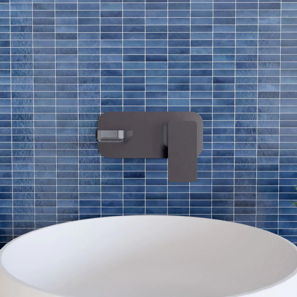 Contemporary Square Wall Mounted 2 Tap Hole Basin Mixer Tap - Choice of Finish