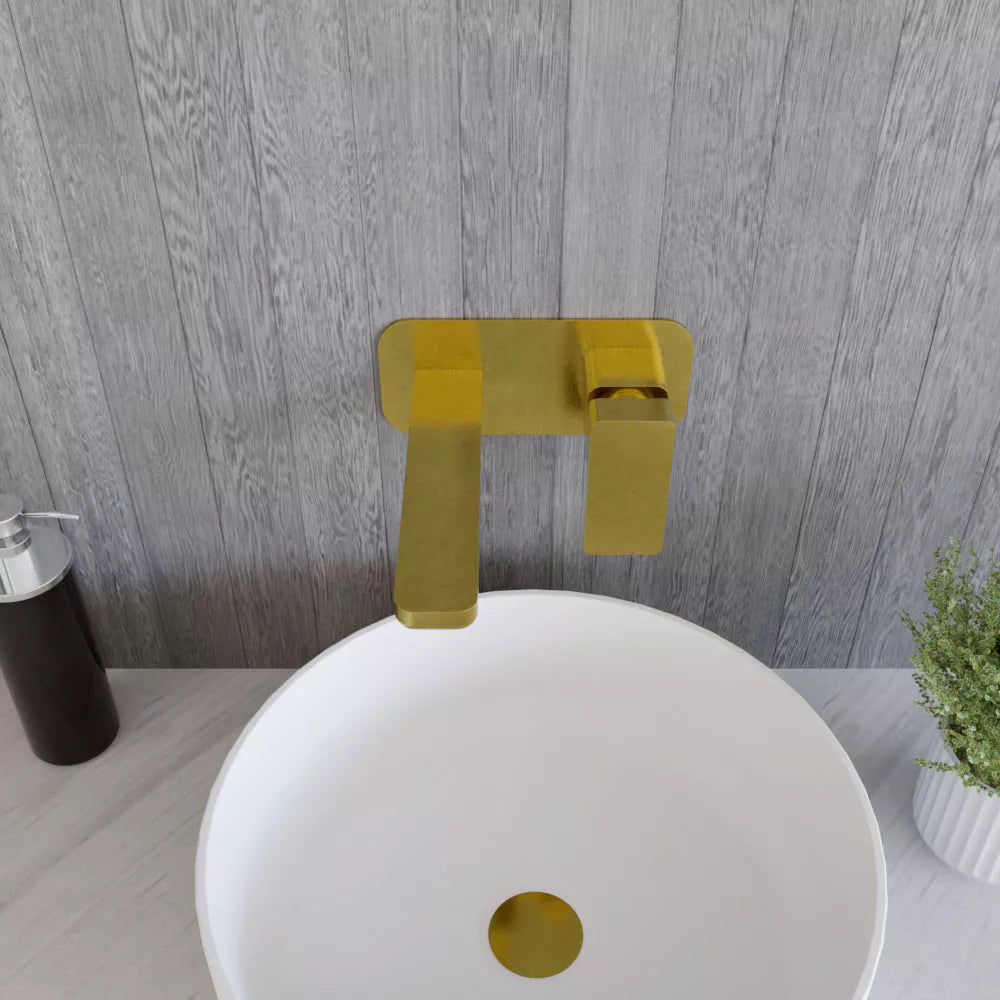 Contemporary Square Wall Mounted 2 Tap Hole Basin Mixer Tap - Choice of Finish