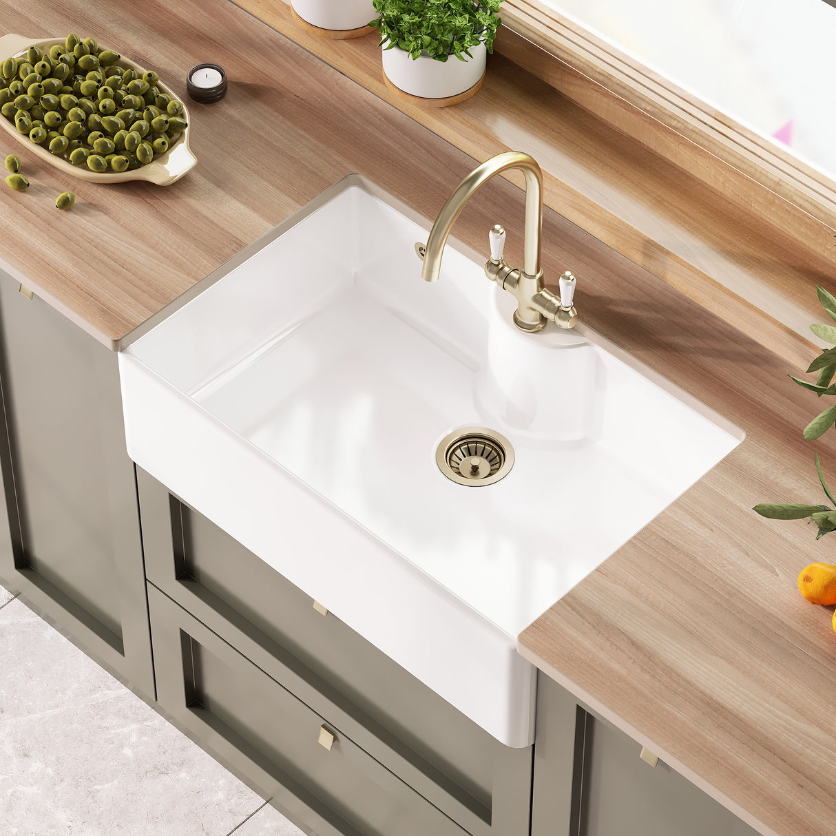 Single Bowl Butler Kitchen Sink - Variety of Sizes and Features Available