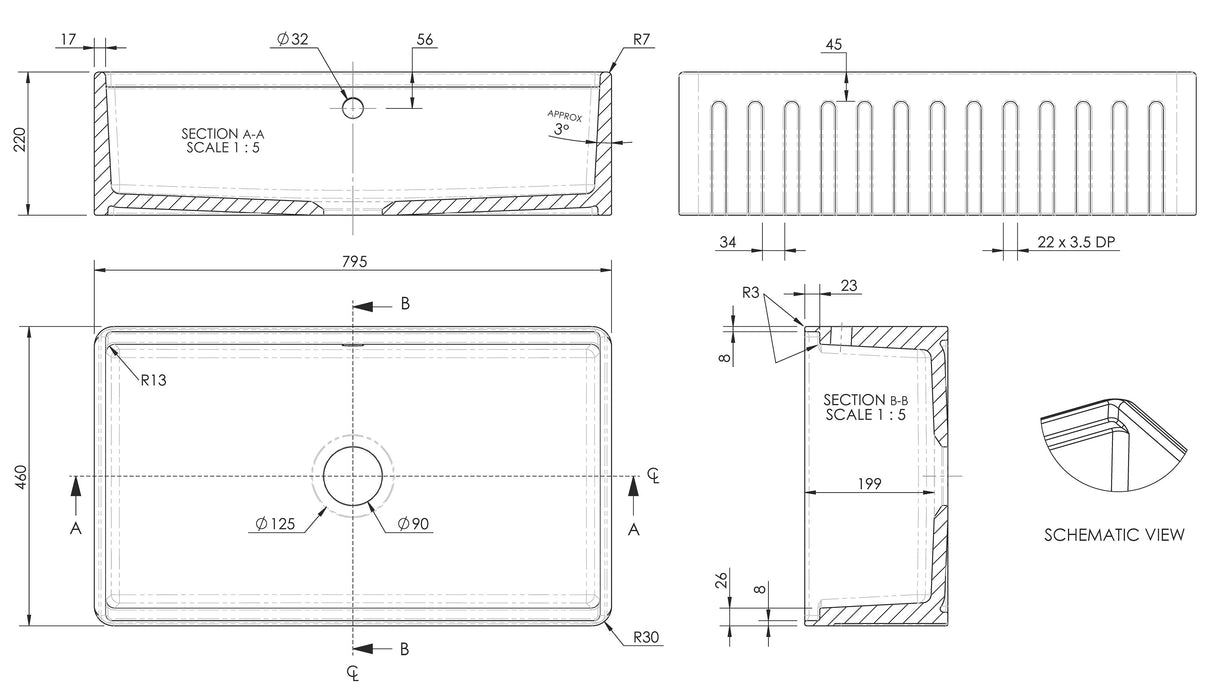 Fireclay Kitchen Sink - Variety of Styles Available