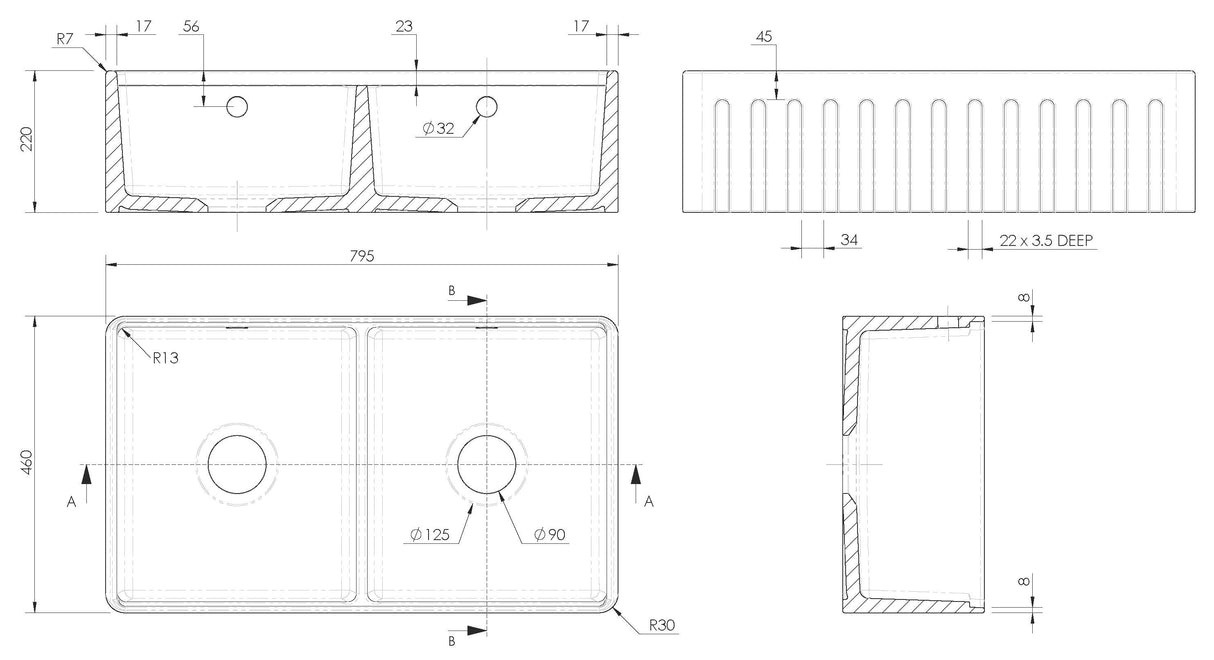 Fireclay Kitchen Sink - Variety of Styles Available