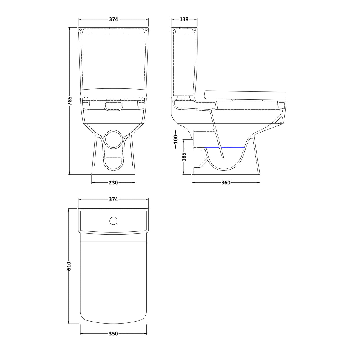 Modern White Semi Flush-to-Wall Toilet and Cistern – 610mm