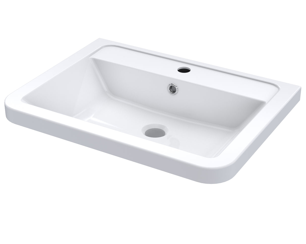 600mm 1 Tap Hole Ceramic Basin - White