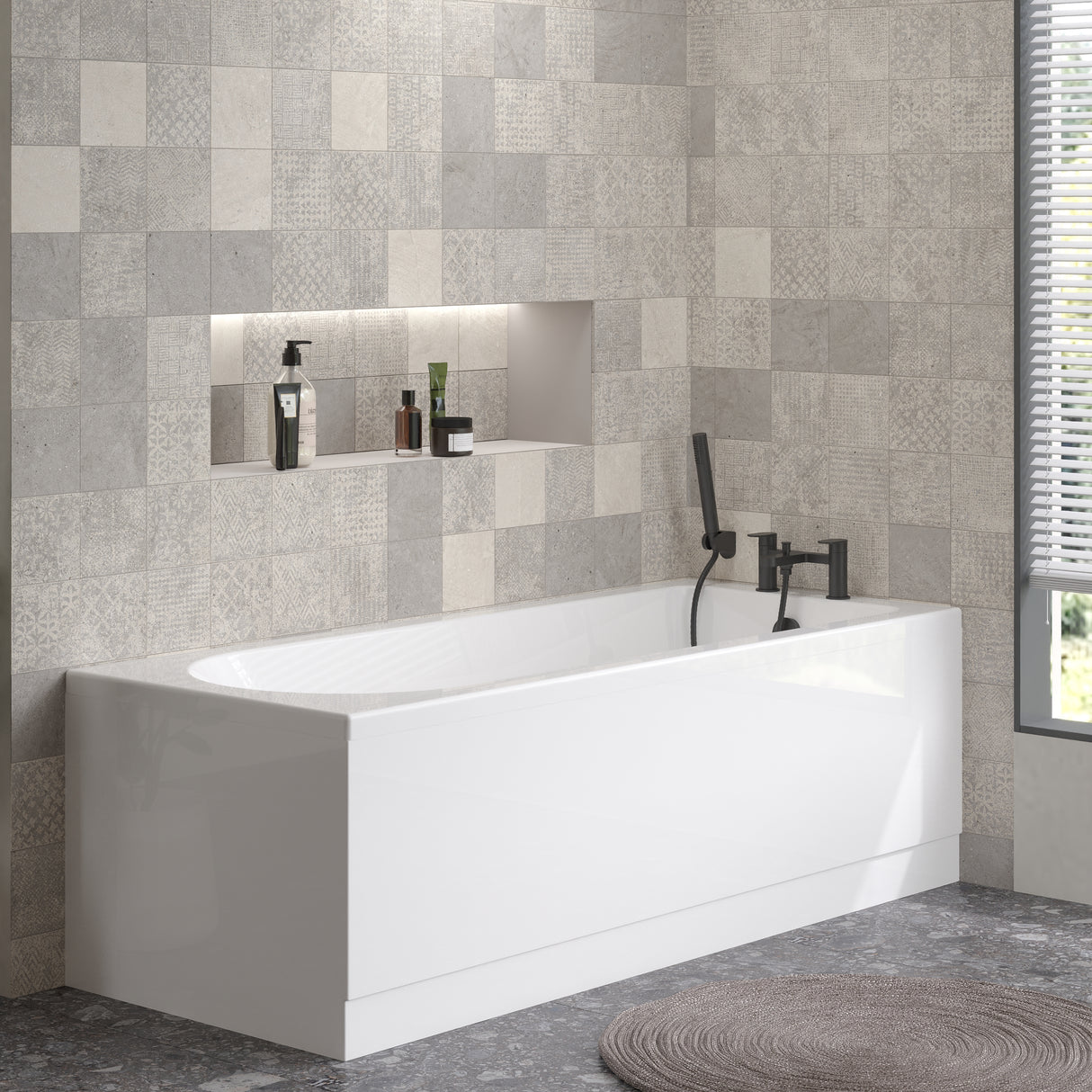 Gloss White MDF Bath Front Panel with Plinth - Choice of Size