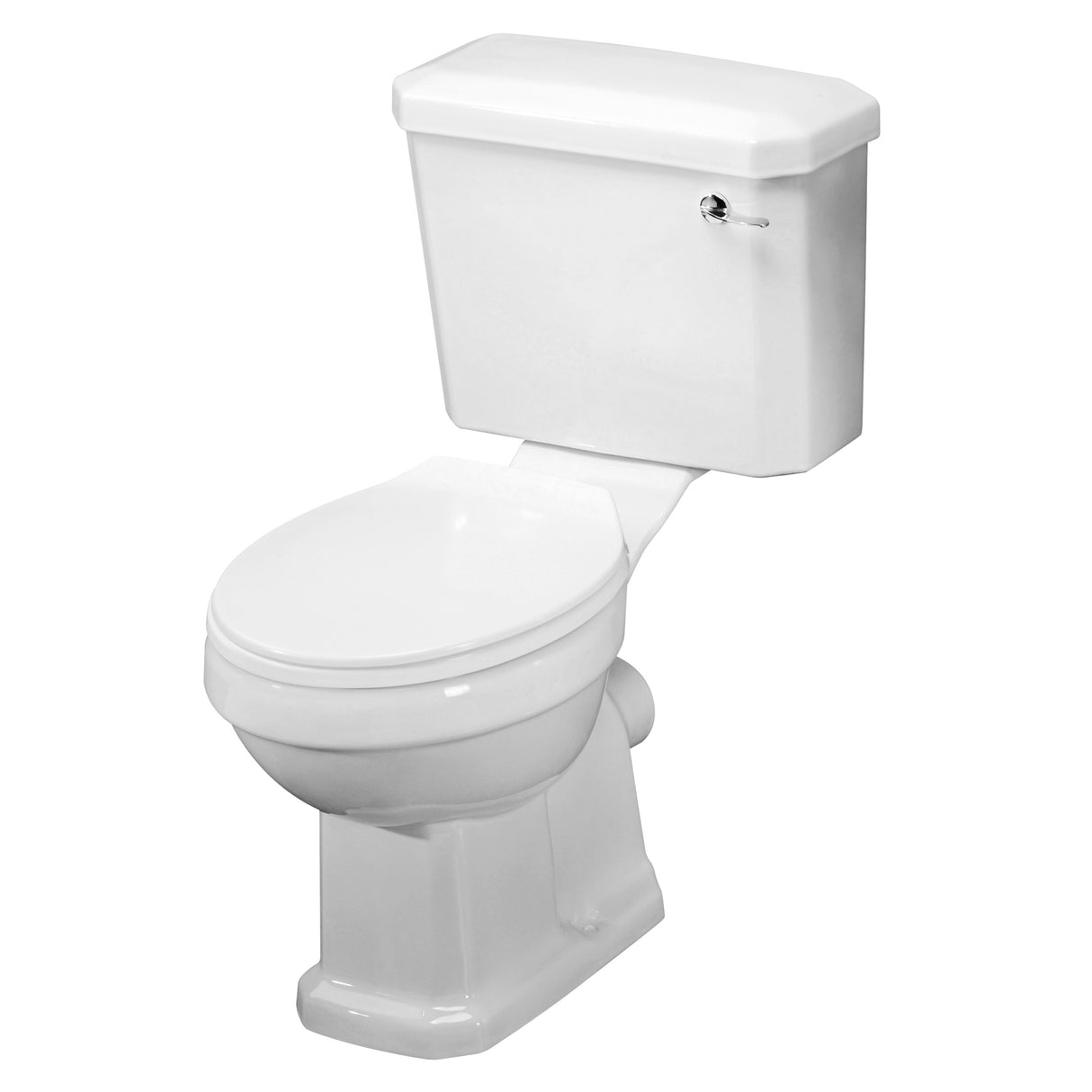 Traditional White Close Coupled Bathroom Toilet with Cistern & Soft Close Seat – 470mm