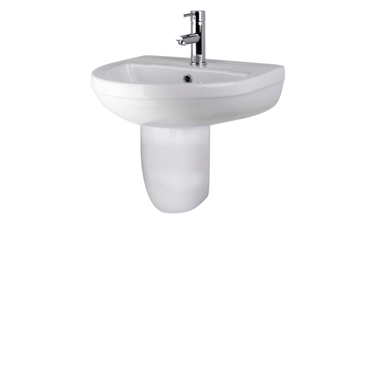 Modern White Round Bathroom Basin with Choice of Pedestal - 500mm