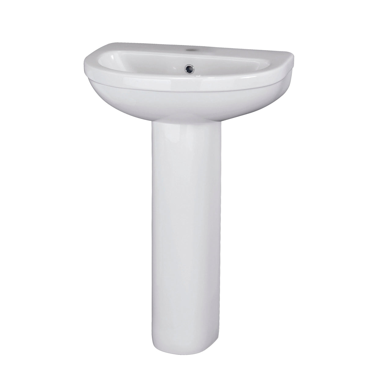Round Bathroom Ceramic Basin and Full Pedestal - 550mm - 1 or 2 Tap Hole